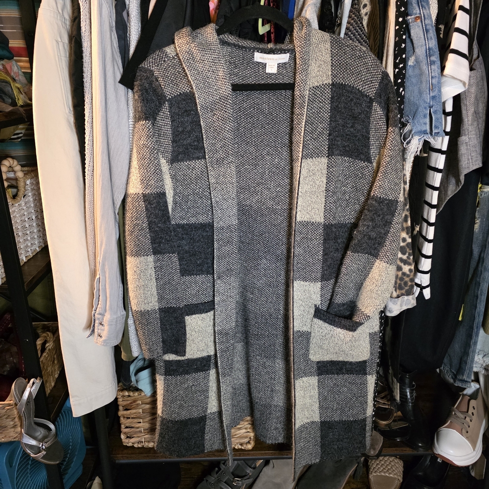 Monteau Black and Cream Checkered Jacket
